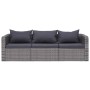 Set de sofás de jardín 3 piezas y cojines ratán sintético gris de vidaXL, Sofás de exterior - Ref: Foro24-44163, Precio: 339,...