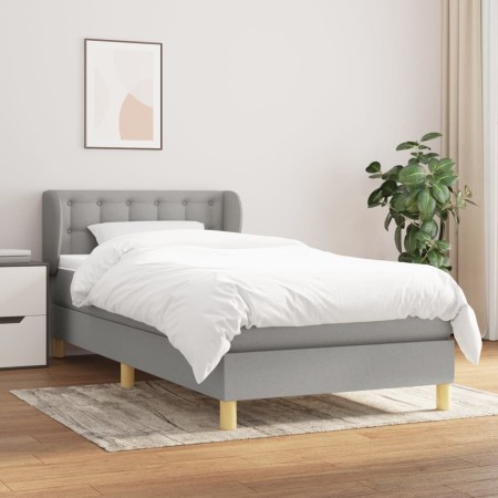 Cama box spring con colchón tela gris claro 80x200 cm de , Camas y somieres - Ref: Foro24-3127077, Precio: 295,58 €, Descuent...