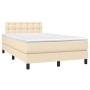 Cama box spring con colchón y LED tela crema 120x200 cm de , Camas y somieres - Ref: Foro24-3133466, Precio: 377,94 €, Descue...