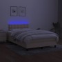 Cama box spring con colchón y LED tela crema 120x200 cm de , Camas y somieres - Ref: Foro24-3133466, Precio: 377,94 €, Descue...