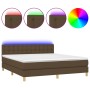 Cama box spring con colchón LED tela marrón oscuro 160x200 cm de , Camas y somieres - Ref: Foro24-3134048, Precio: 481,36 €, ...