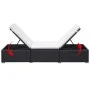 Tumbona con cojín ratán sintético negro de vidaXL, Tumbonas - Ref: Foro24-44404, Precio: 158,81 €, Descuento: %