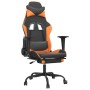 Silla gaming con reposapiés cuero sintético negro naranja de , Sillones para videojuegos - Ref: Foro24-3143659, Precio: 116,6...