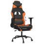 Silla gaming con reposapiés cuero sintético negro naranja de , Sillones para videojuegos - Ref: Foro24-3143659, Precio: 116,6...