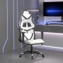 Silla gaming masaje y reposapiés cuero sintético negro blanco de , Sillones para videojuegos - Ref: Foro24-345443, Precio: 12...