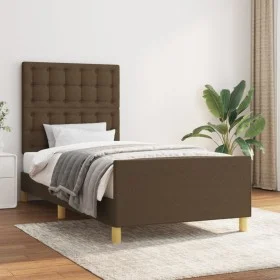 Estructura de cama con cabecero de tela marrón oscuro 80x200 cm de , Camas y somieres - Ref: Foro24-3125336, Precio: 149,46 €...