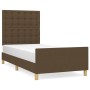 Estructura de cama con cabecero de tela marrón oscuro 80x200 cm de , Camas y somieres - Ref: Foro24-3125336, Precio: 152,02 €...