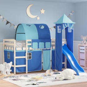 Cortinas para cama alta con túnel y torre azul de , Accesorios para camas y somieres - Ref: Foro24-835920, Precio: 56,94 €, D...