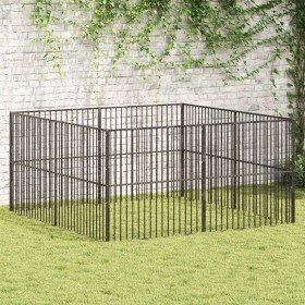 Corralito para perros con 8 paneles acero galvanizado negro en Casetas para perros | Comprar online en Foru.es