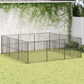Corralito para perros con 12 paneles acero galvanizado negro en Casetas para perros | Comprar online en Foru.es