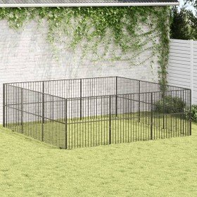 Corralito para perros con 12 paneles acero galvanizado negro en Casetas para perros | Comprar online en Foru.es