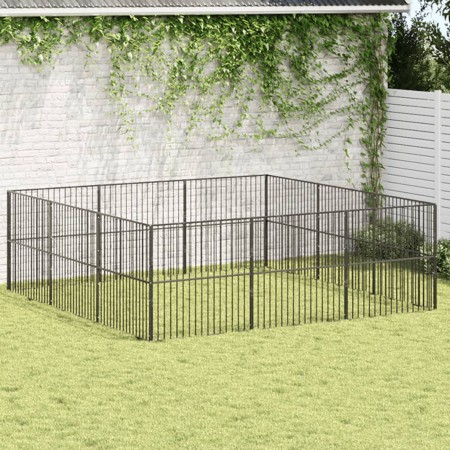 Corralito para perros con 12 paneles acero galvanizado negro en Casetas para perros | Comprar online en Foru.es