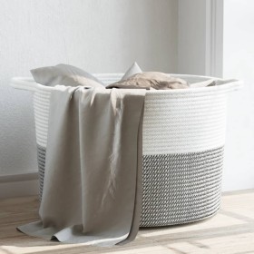 Cesta para ropa sucia algodón gris y blanco Ø55x36 cm de , Cestas para ropa - Ref: Foro24-358470, Precio: 30,09 €, Descuento: %