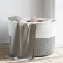 Cesta para ropa sucia algodón gris y blanco Ø55x36 cm de , Cestas para ropa - Ref: Foro24-358470, Precio: 30,09 €, Descuento: %