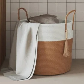 Cesta de almacenaje algodón marrón y blanco Ø40x35 cm de , Cestas - Ref: Foro24-358498, Precio: 25,66 €, Descuento: %