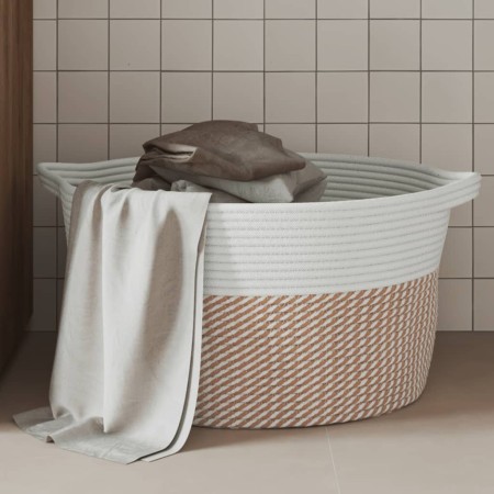 Cesta de almacenaje algodón marrón y blanco Ø40x25 cm de , Cestas - Ref: Foro24-358464, Precio: 25,06 €, Descuento: %