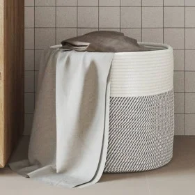 Cesta de almacenaje algodón gris y blanco Ø40x35 cm de , Cestas - Ref: Foro24-358466, Precio: 27,20 €, Descuento: %