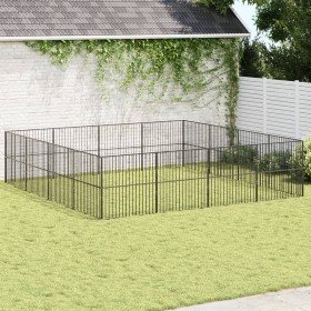 Corralito para perros con 16 paneles acero galvanizado negro en Casetas para perros | Comprar online en Foru.es