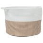 Cesta para ropa sucia algodón marrón y blanco Ø55x36 cm de , Cestas para ropa - Ref: Foro24-358472, Precio: 40,56 €, Descuent...