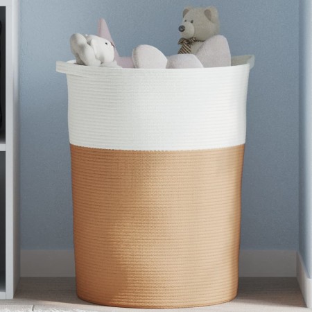 Cesta de almacenaje algodón marrón y blanco Ø49x65 cm de , Cestas - Ref: Foro24-358493, Precio: 55,88 €, Descuento: %