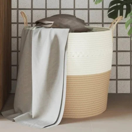 Cesta de almacenaje algodón beige y blanco Ø43x38 cm de , Cestas - Ref: Foro24-358487, Precio: 48,51 €, Descuento: %