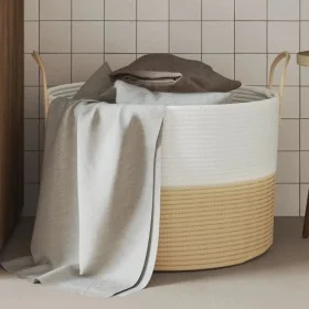 Cesta de almacenaje algodón beige y blanco Ø51x33 cm de , Cestas - Ref: Foro24-358491, Precio: 31,44 €, Descuento: %