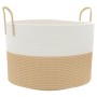 Cesta de almacenaje algodón beige y blanco Ø51x33 cm de , Cestas - Ref: Foro24-358491, Precio: 32,20 €, Descuento: %