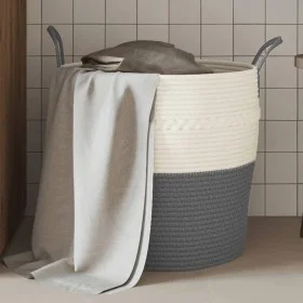 Cesta de almacenaje algodón gris y blanco Ø43x38 cm de , Cestas - Ref: Foro24-358485, Precio: 25,60 €, Descuento: %