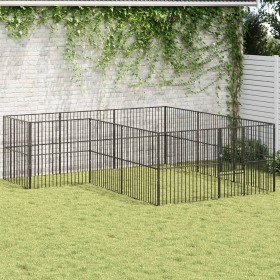 Corralito para perros con 12 paneles acero galvanizado negro en Casetas para perros | Comprar online en Foru.es