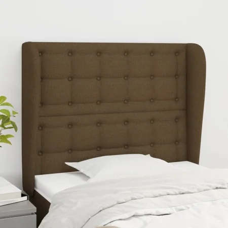 Cabecero con orejas de tela marrón oscuro 83x23x118/128 cm de , Cabeceros y pies de cama - Ref: Foro24-3118367, Precio: 72,39...