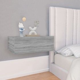 Mesita de noche flotante madera contrachapada gris 40x30x15cm de vidaXL, Mesitas de noche - Ref: Foro24-815284, Precio: 26,52...