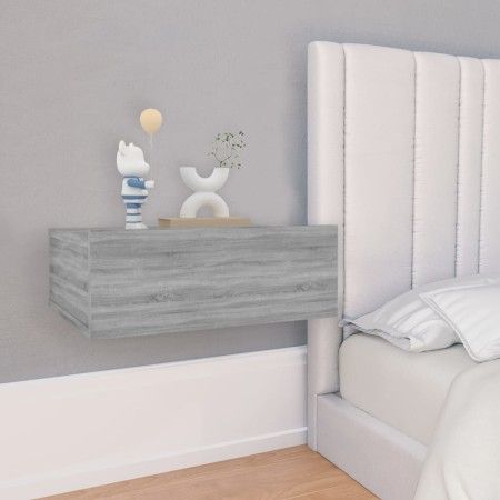 Mesita de noche flotante madera contrachapada gris 40x30x15cm de vidaXL, Mesitas de noche - Ref: Foro24-815284, Precio: 26,52...