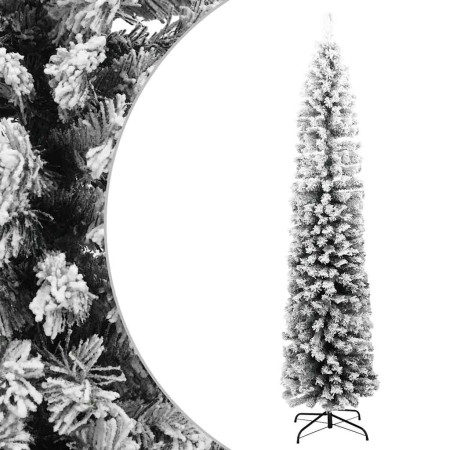 Árbol de Navidad artificial delgado verde con nieve PVC 240 cm en Decoración Festiva y Estacional | Comprar online en Foru.es