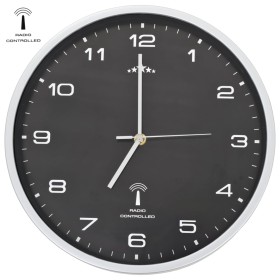 Reloj de pared radiocontrol movimiento de cuarzo 31 cm negro de vidaXL, Relojes de pared - Ref: Foro24-50618, Precio: 29,84 €...