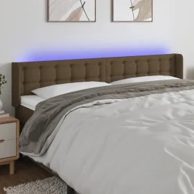 Cabecero con LED de tela marrón oscuro 163x16x78/88 cm de , Cabeceros y pies de cama - Ref: Foro24-3123679, Precio: 72,27 €, ...