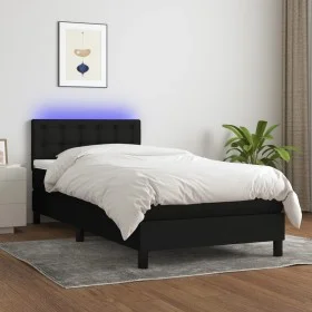 Box spring bed mattress and LED lights black fabric 80x200 cm by , Beds and slatted bases - Ref: Foro24-3133431, Price: 269,8...