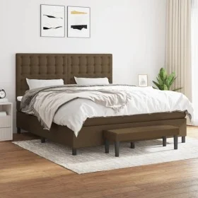 Cama box spring con colchón tela marrón oscuro 160x200 cm de , Camas y somieres - Ref: Foro24-3136928, Precio: 580,53 €, Desc...