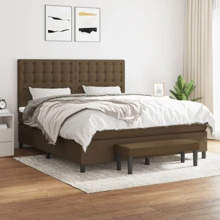 Box spring bed with dark brown fabric mattress 160x200 cm by , Beds and slatted bases - Ref: Foro24-3136928, Price: 580,53 €,...