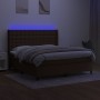 Cama box spring colchón luces LED tela marrón oscuro 160x200cm de , Camas y somieres - Ref: Foro24-3138648, Precio: 575,25 €,...