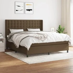 Box spring bed with dark brown fabric mattress 160x200 cm by , Beds and slatted bases - Ref: Foro24-3131764, Price: 545,66 €,...