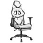 Silla gaming con reposapiés cuero sintético blanco negro de , Sillones para videojuegos - Ref: Foro24-3143685, Precio: 128,32...