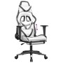 Silla gaming con reposapiés cuero sintético blanco negro de , Sillones para videojuegos - Ref: Foro24-3143685, Precio: 128,32...