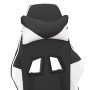 Silla gaming con reposapiés cuero sintético negro blanco de , Sillones para videojuegos - Ref: Foro24-3143658, Precio: 120,96...