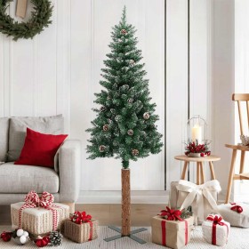 Árbol de Navidad delgado madera auténtica y piñas PVC 150 cm en Decoración Festiva y Estacional | Comprar online en Foru.es