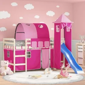 Cortinas para cama alta con túnel y torre rosa de , Accesorios para camas y somieres - Ref: Foro24-835921, Precio: 53,24 €, D...