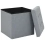 Taburete plegable con almacenaje lino sintético gris claro de vidaXL, Taburetes y sillas plegables - Ref: Foro24-247078, Prec...