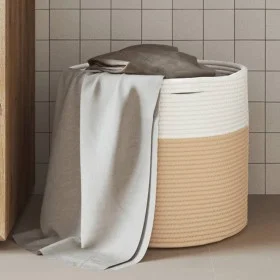 Beige and white cotton storage basket Ø40x35 cm by , Baskets - Ref: Foro24-358467, Price: 23,14 €, Discount: %