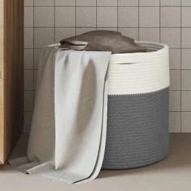 Aufbewahrungskorb aus grau-weißer Baumwolle, Ø40x35 cm von , Körbe - Ref: Foro24-358465, Preis: 26,39 €, Rabatt: %