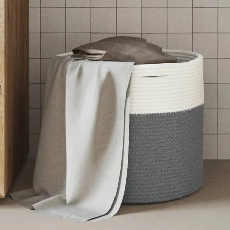 Gray and white cotton storage basket Ø40x35 cm by , Baskets - Ref: Foro24-358465, Price: 26,39 €, Discount: %
