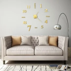 Reloj 3D de pared con diseño moderno 100 cm XXL dorado de vidaXL, Relojes de pared - Ref: Foro24-50638, Precio: 25,26 €, Desc...